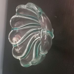 Vintage Mikasa Crystal Swirl Bowl for Candy or Candle Holder Green/Clear